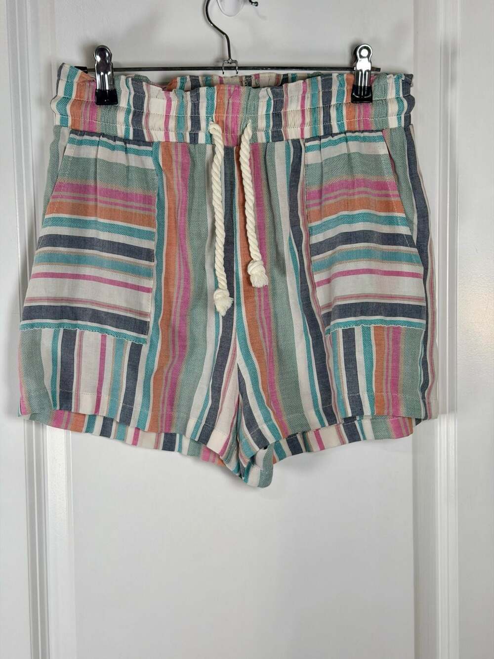 Cupshe Bright Tide Striped Drawstring Beach Shorts - Picture 1 of 9
